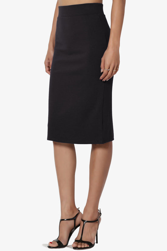 Gisele Ponte Basic Knee Pnecil Skirt BLACK_3