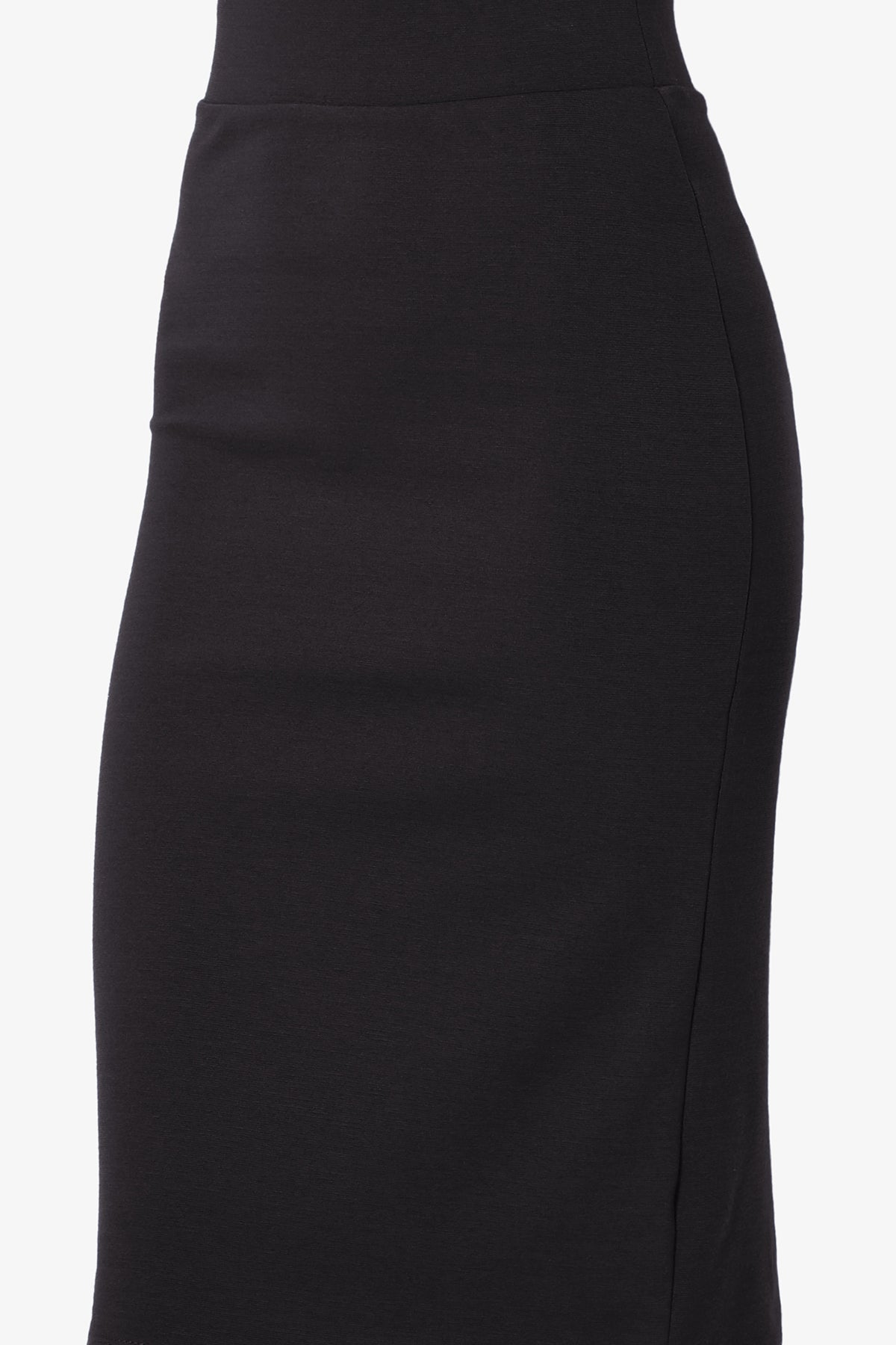 Gisele Ponte Basic Knee Pnecil Skirt BLACK_5