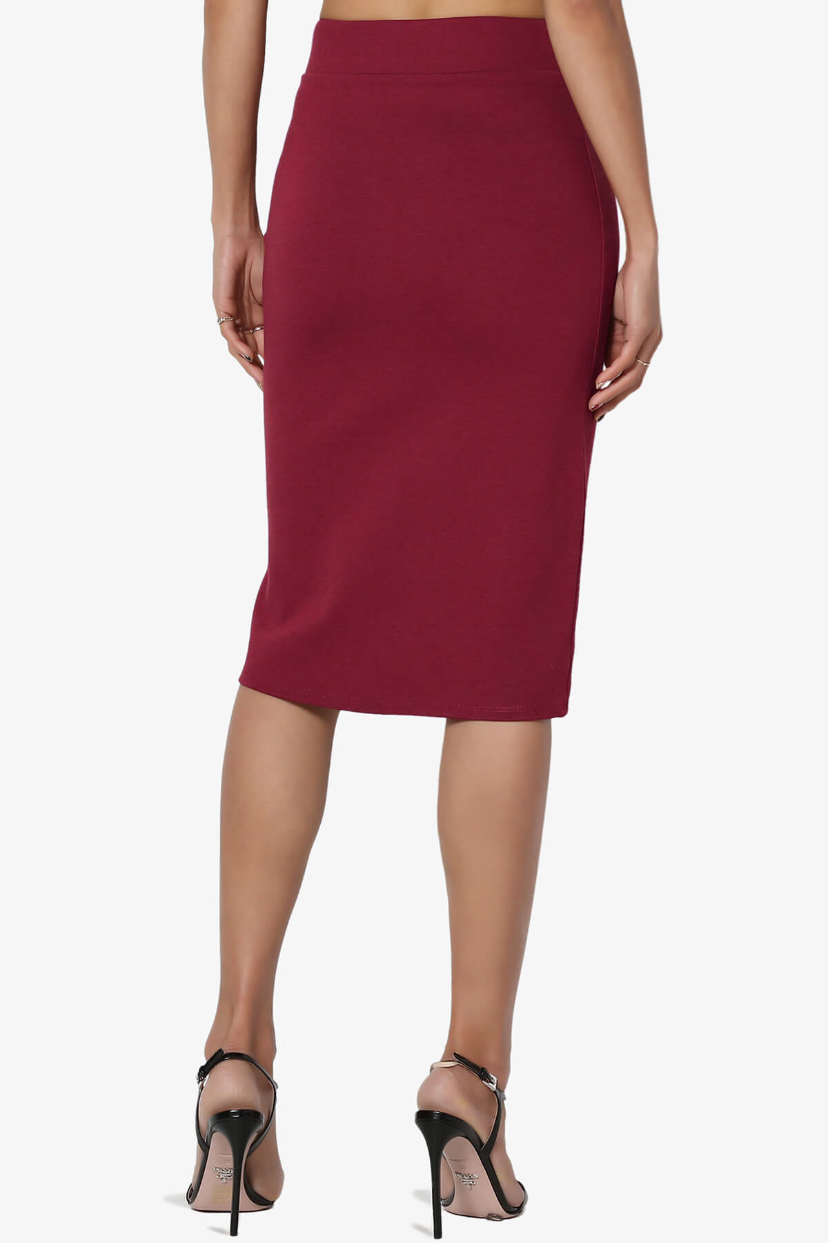 Load image into Gallery viewer, Gisele Ponte Basic Knee Pnecil Skirt BURGUNDY_2
