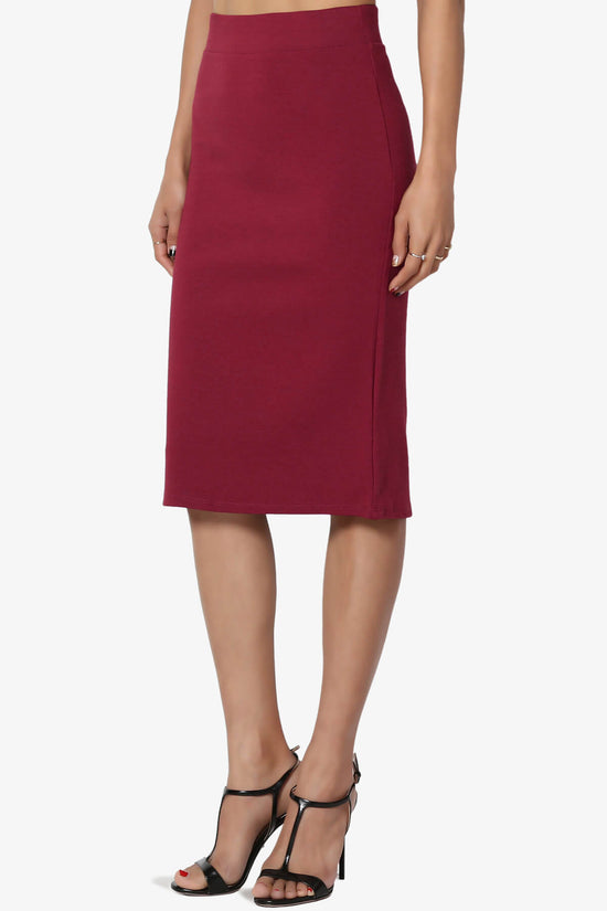 Load image into Gallery viewer, Gisele Ponte Basic Knee Pnecil Skirt BURGUNDY_3
