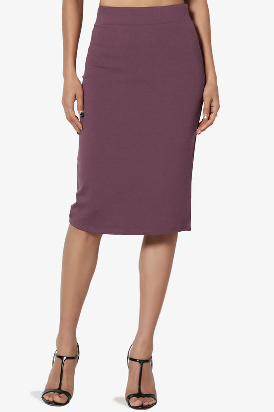 Load image into Gallery viewer, Gisele Ponte Basic Knee Pnecil Skirt DUSTY PLUM_1
