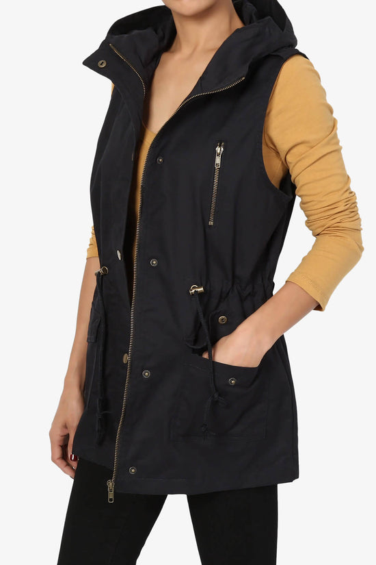 Load image into Gallery viewer, Daisie Hooded Anorak Utility Vest NAVY_3
