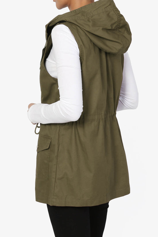 Load image into Gallery viewer, Daisie Hooded Anorak Utility Vest OLIVE_4
