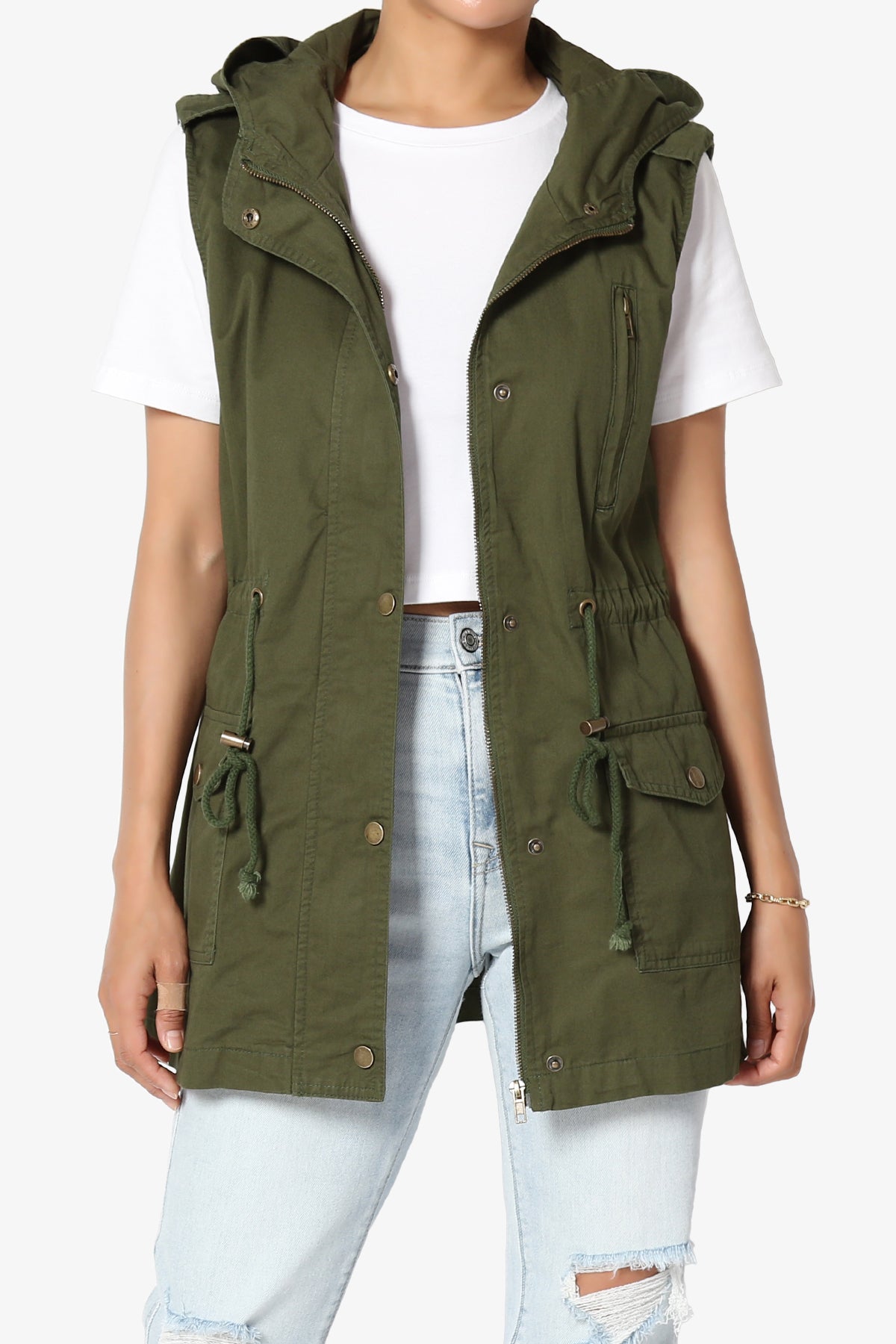 Paislee Loose Fit Utility Vest ARMY GREEN_1