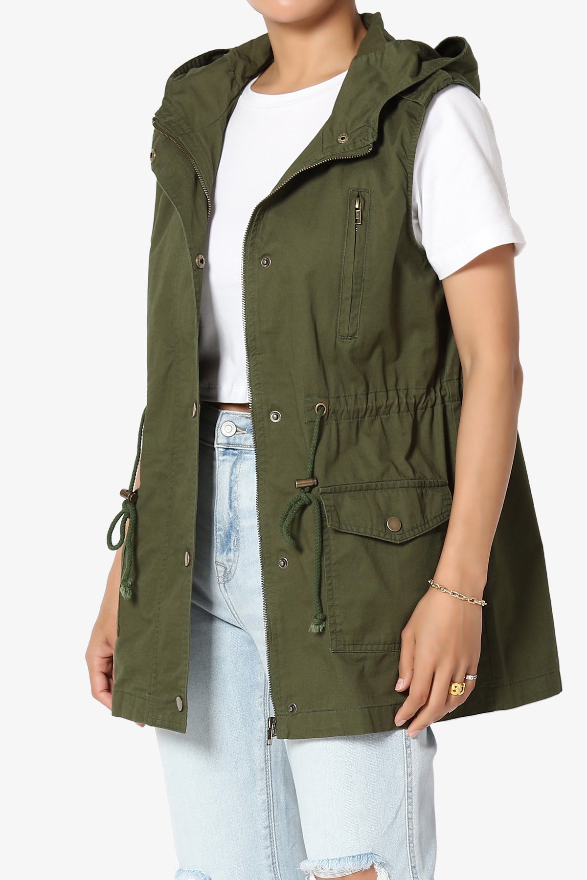 Paislee Loose Fit Utility Vest ARMY GREEN_3