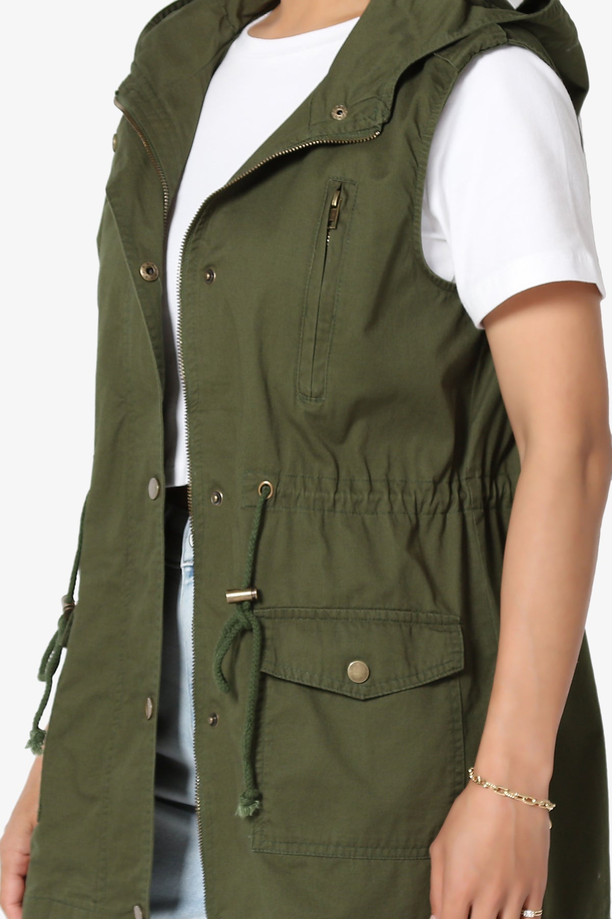 Paislee Loose Fit Utility Vest ARMY GREEN_5