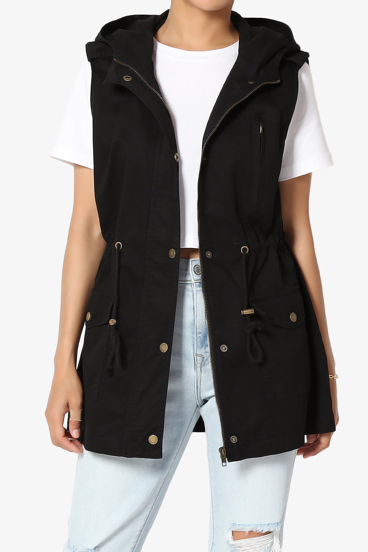 Load image into Gallery viewer, Paislee Loose Fit Utility Vest BLACK_1
