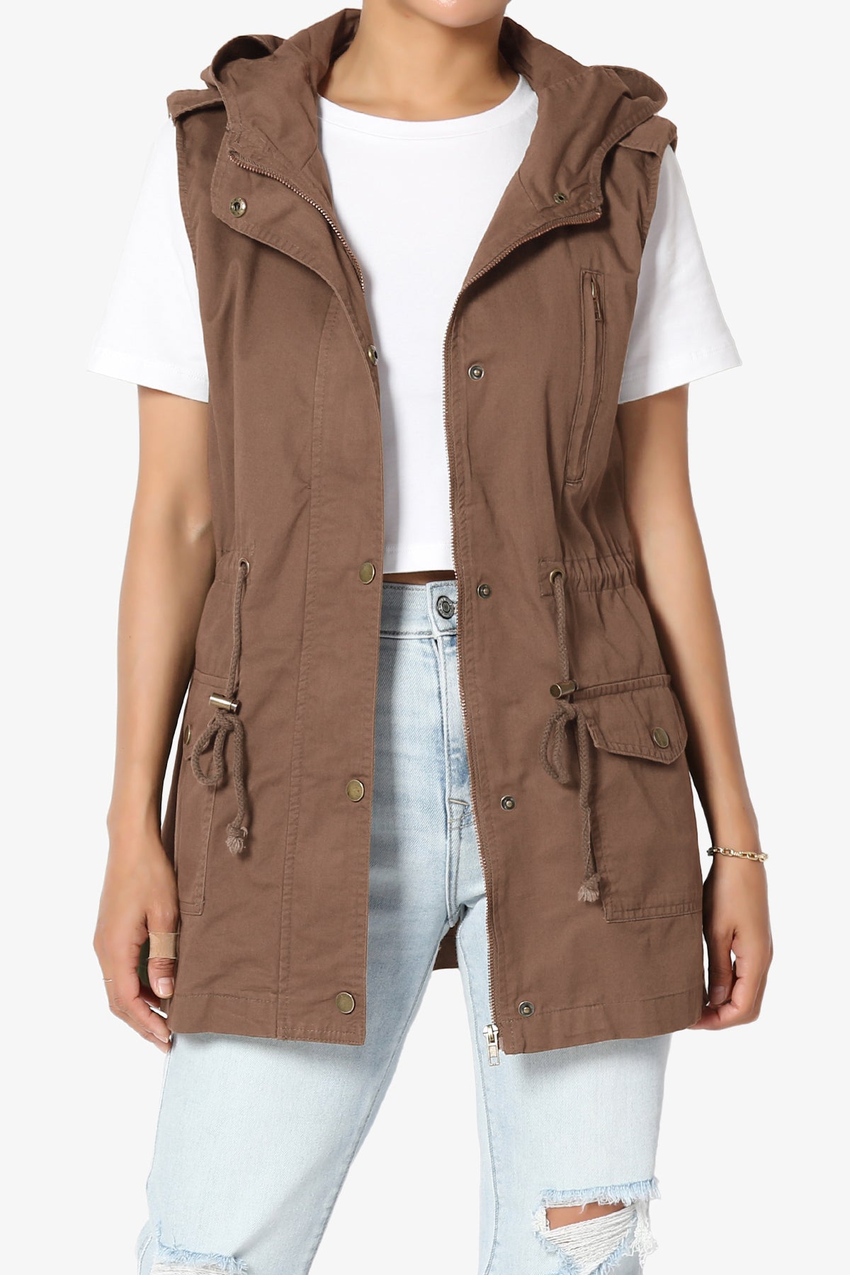 Paislee Loose Fit Utility Vest COCOA_1