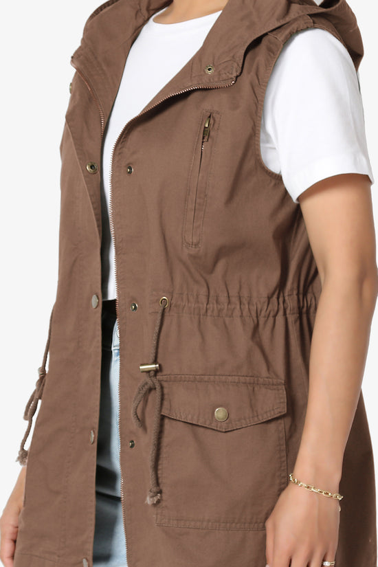 Military Drawstring Loose Fit Hoodie Vest Sleeveless Utility Jacket –  TheMogan