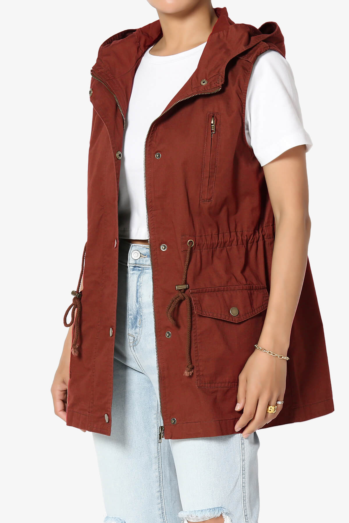 Load image into Gallery viewer, Paislee Loose Fit Utility Vest DARK RUST_3
