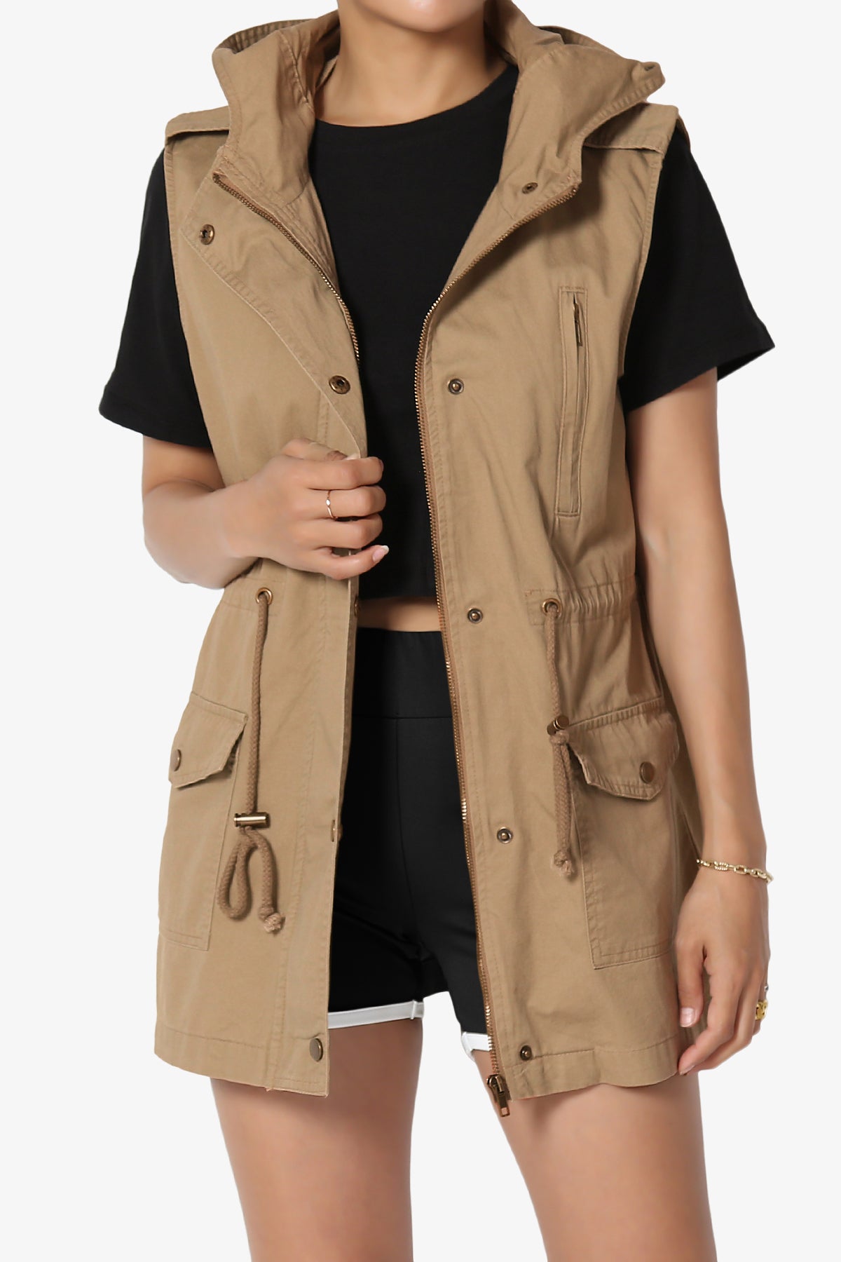 Load image into Gallery viewer, Paislee Loose Fit Utility Vest DEEP CAMEL_1
