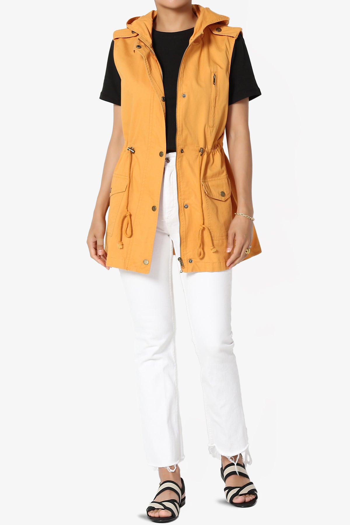Load image into Gallery viewer, Paislee Loose Fit Utility Vest MUSTARD_6
