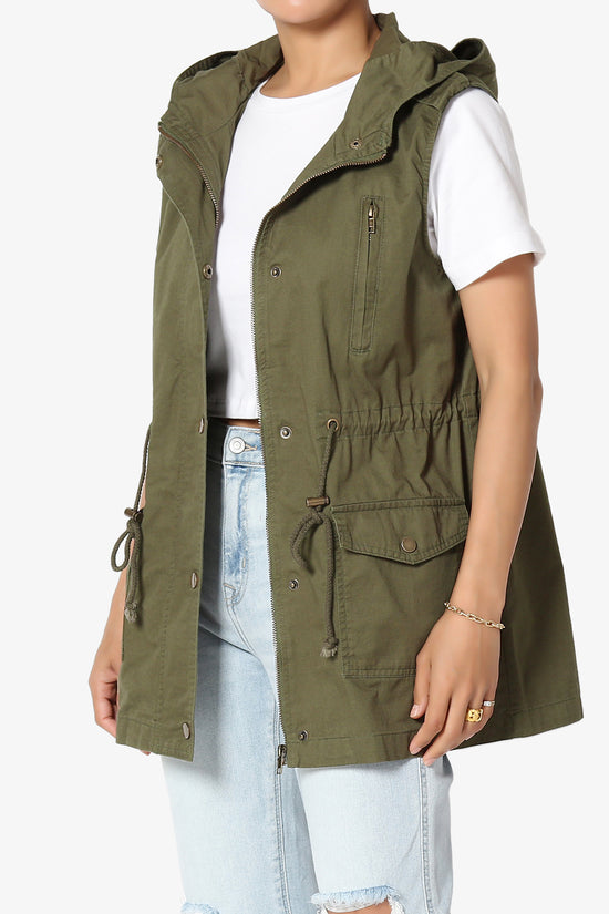 Load image into Gallery viewer, Paislee Loose Fit Utility Vest OLIVE KHAKI_3

