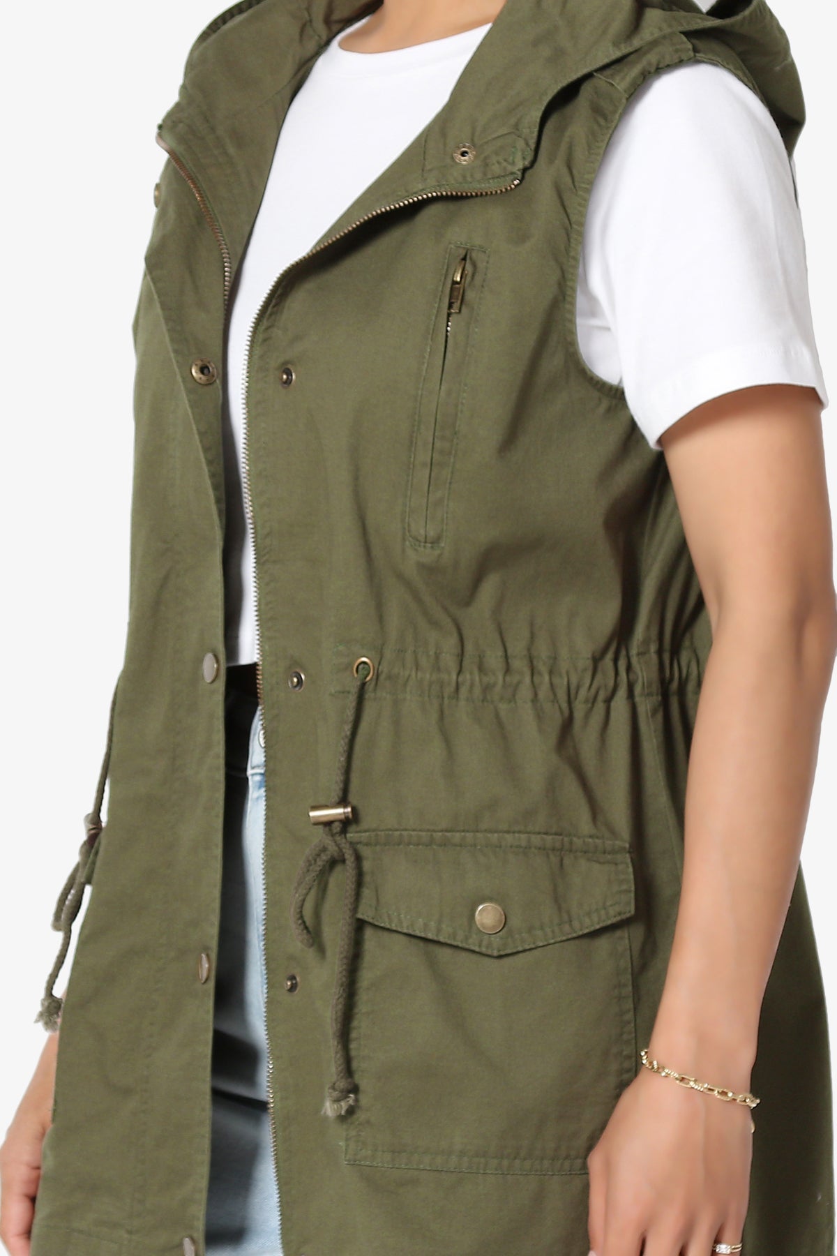 Load image into Gallery viewer, Paislee Loose Fit Utility Vest OLIVE KHAKI_5
