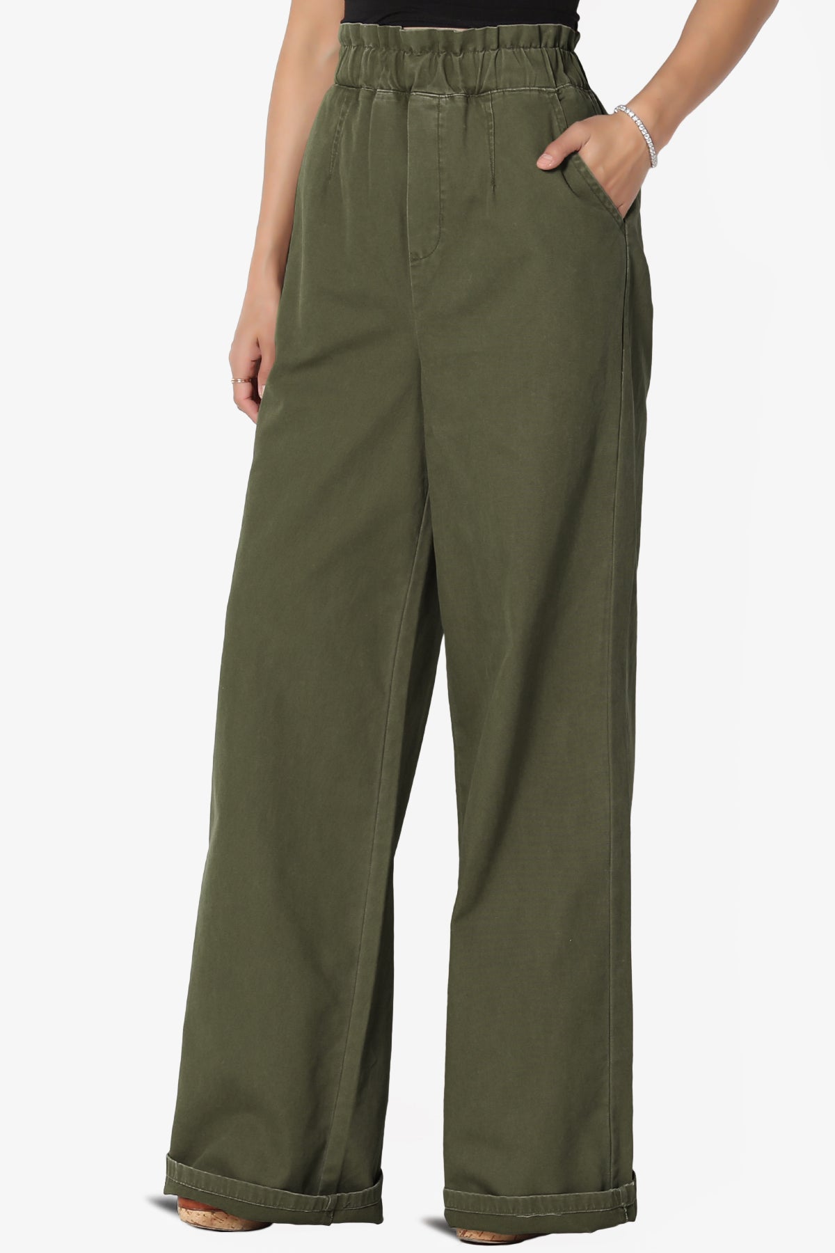 Load image into Gallery viewer, Fateful Washed Twill High Waist Wide Leg Pants
