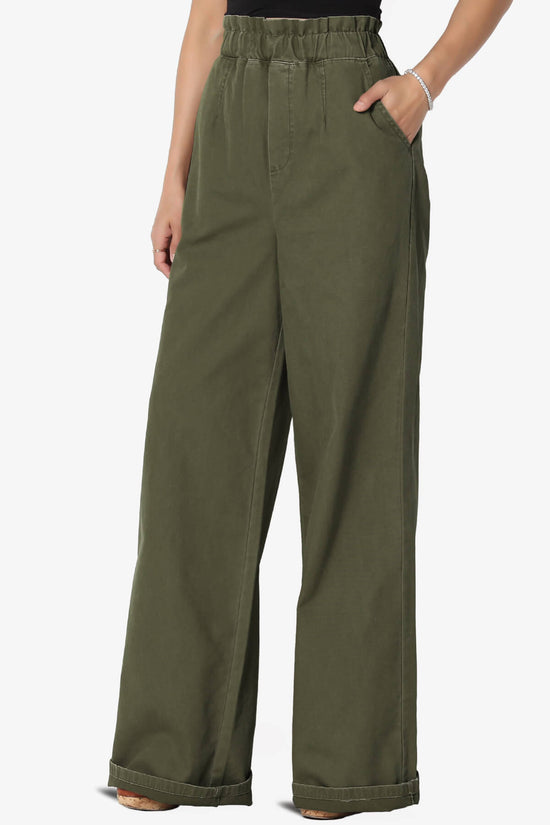 Load image into Gallery viewer, Fateful Twill High Waist Wide Leg Pants OLIVE_3

