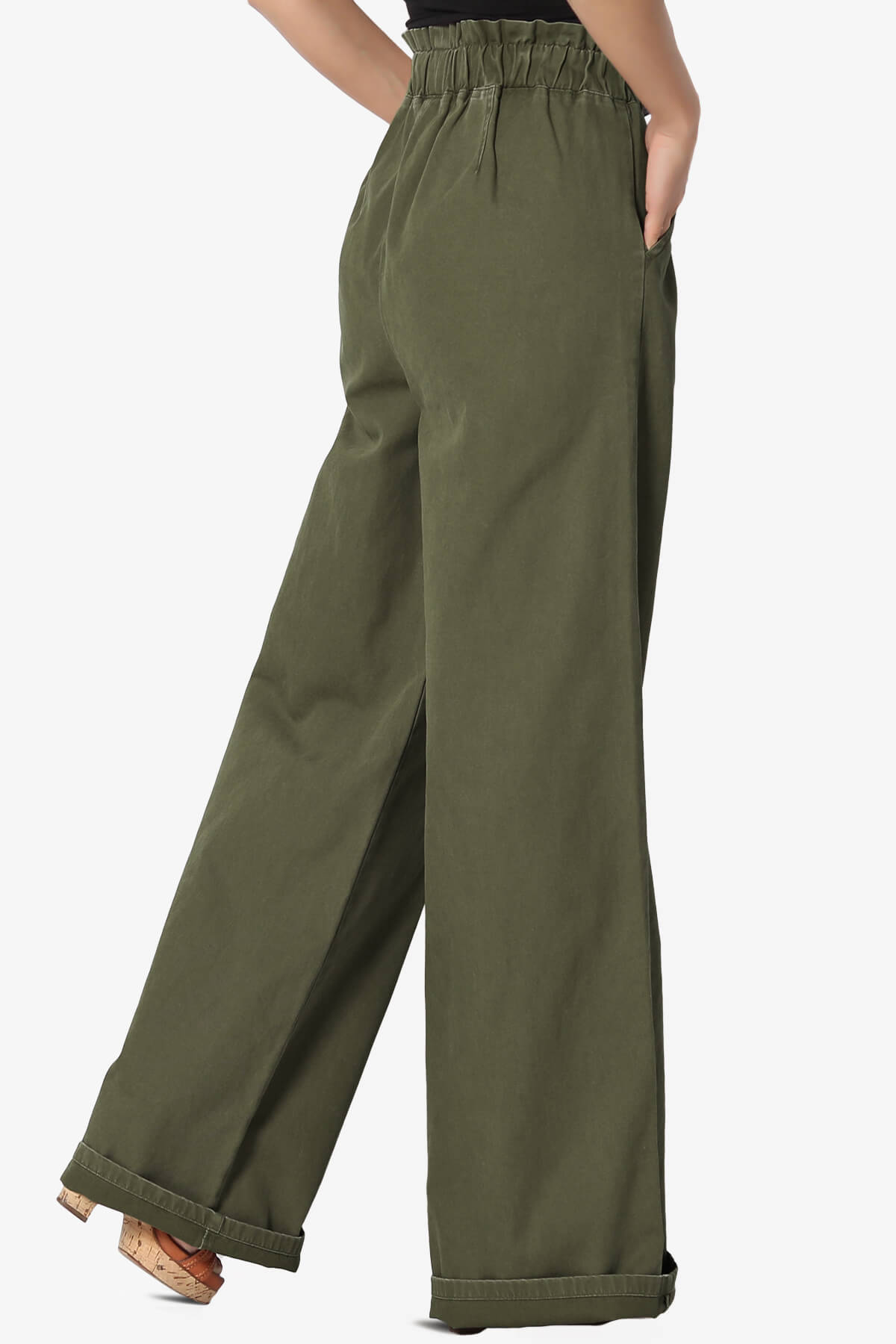 Load image into Gallery viewer, Fateful Twill High Waist Wide Leg Pants OLIVE_4
