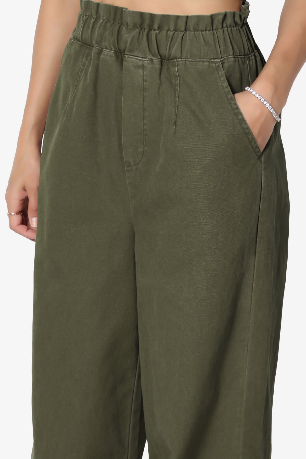 Load image into Gallery viewer, Fateful Twill High Waist Wide Leg Pants OLIVE_5
