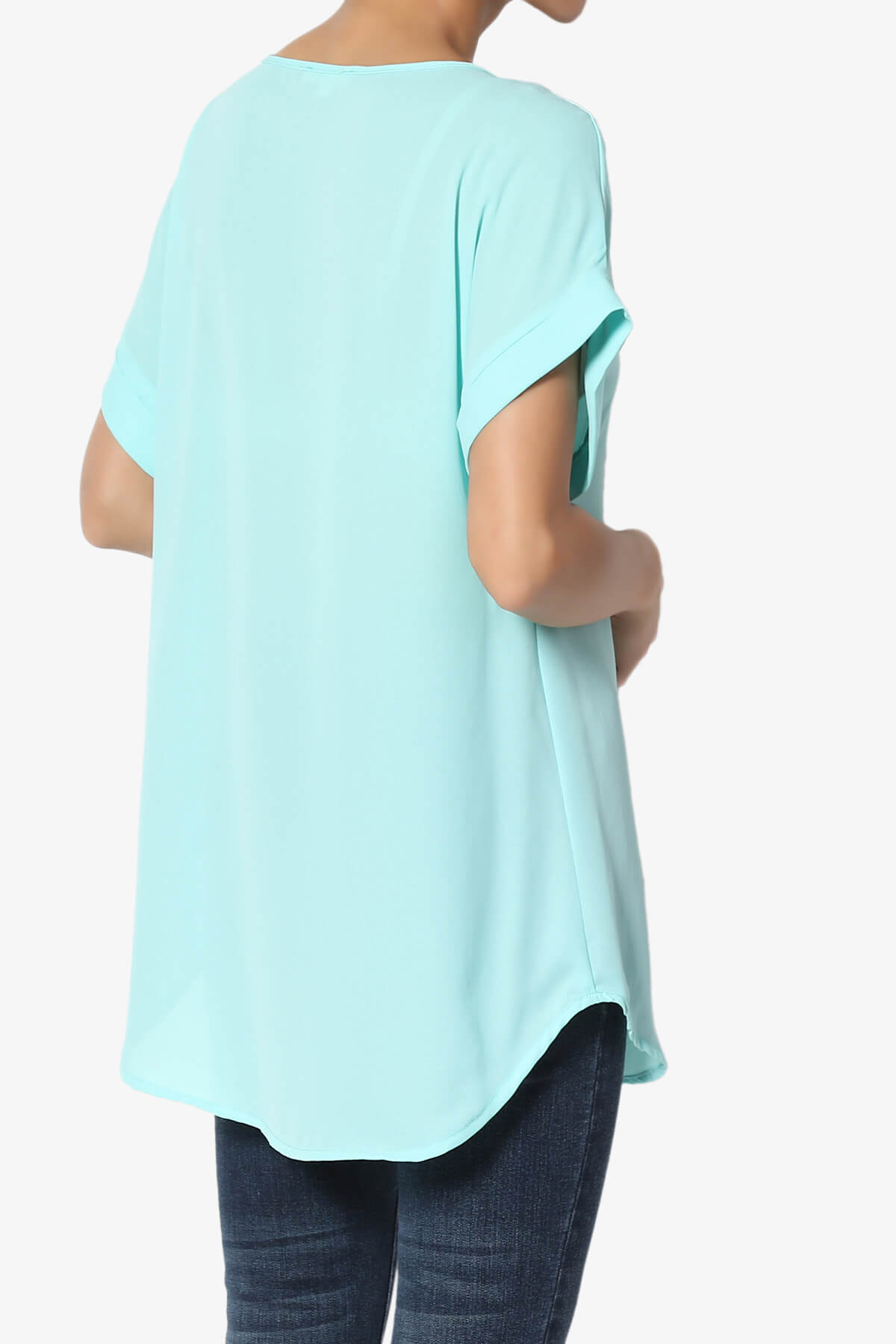 Load image into Gallery viewer, Juliette Boat Neck Chiffon Top BLUE MINT_4
