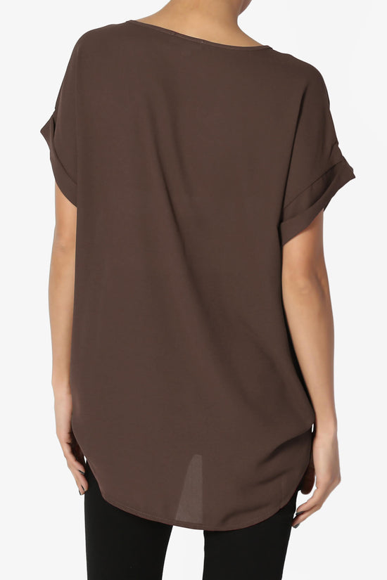 Load image into Gallery viewer, Juliette Boat Neck Chiffon Top BROWN_2
