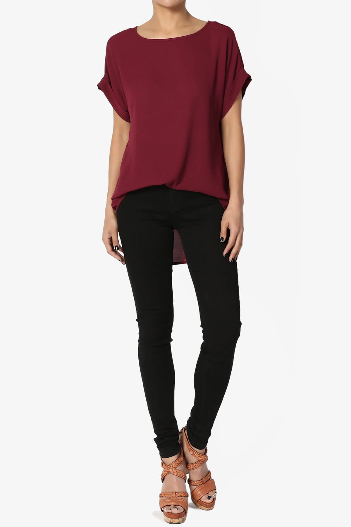 Load image into Gallery viewer, Juliette Boat Neck Chiffon Top BURGUNDY_6
