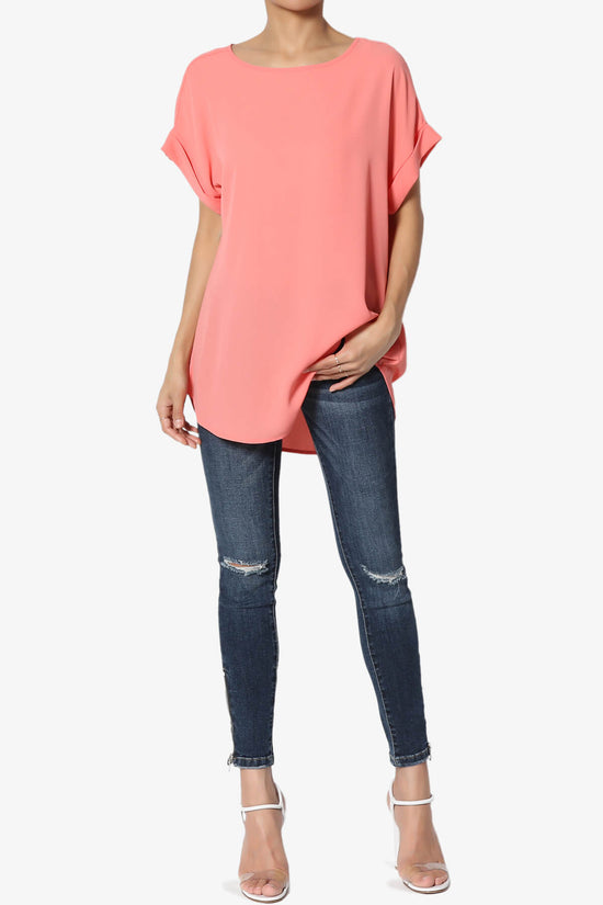 Load image into Gallery viewer, Juliette Boat Neck Chiffon Top CORAL_6
