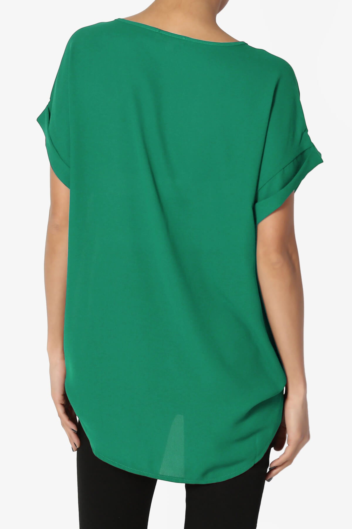 Load image into Gallery viewer, Juliette Boat Neck Chiffon Top FOREST GREEN_2
