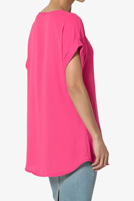 Load image into Gallery viewer, Juliette Boat Neck Chiffon Top HOT PINK_4
