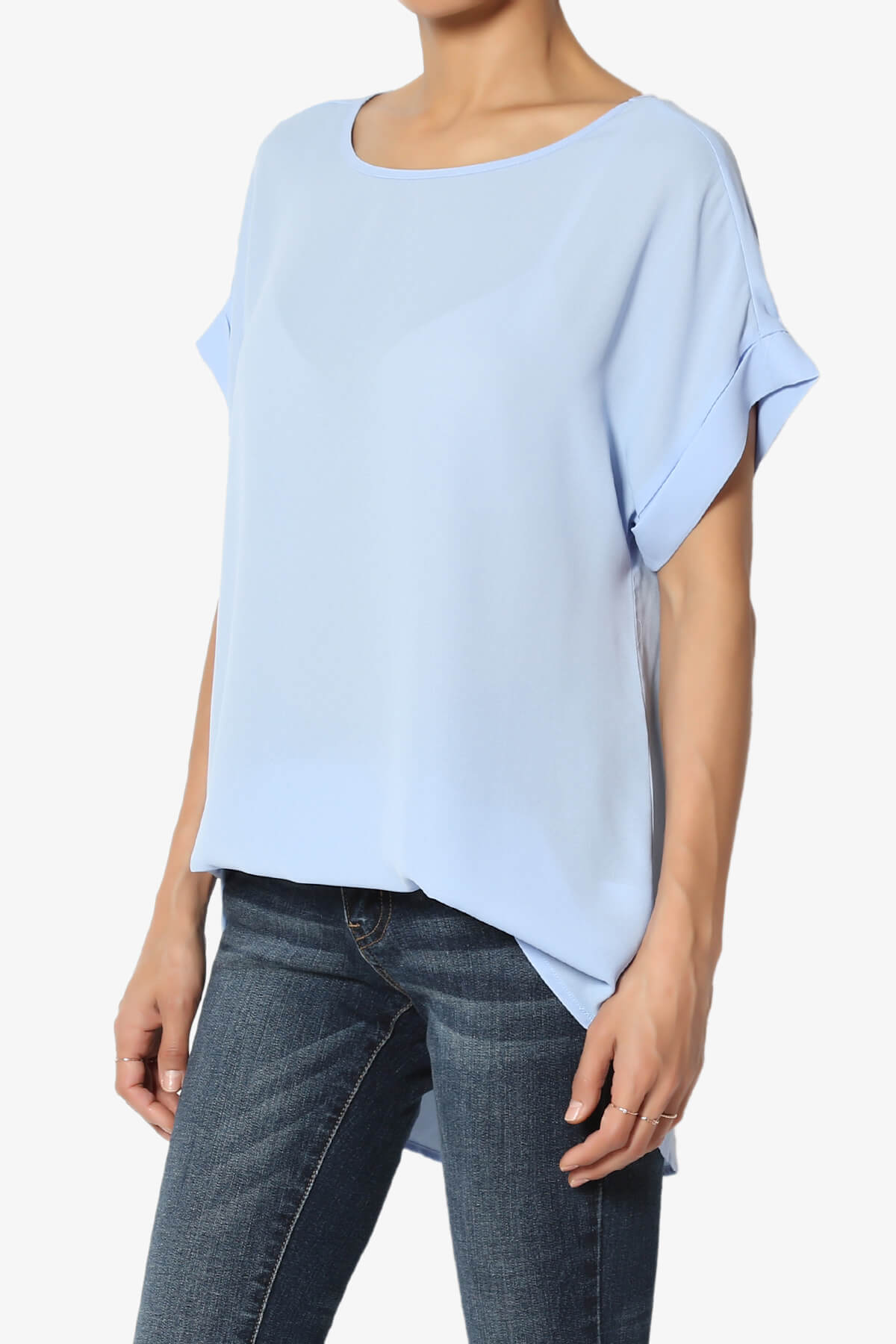 Load image into Gallery viewer, Juliette Boat Neck Chiffon Top LIGHT BLUE_3
