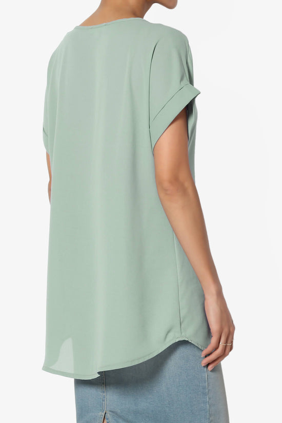 Load image into Gallery viewer, Juliette Boat Neck Chiffon Top LIGHT GREEN_4
