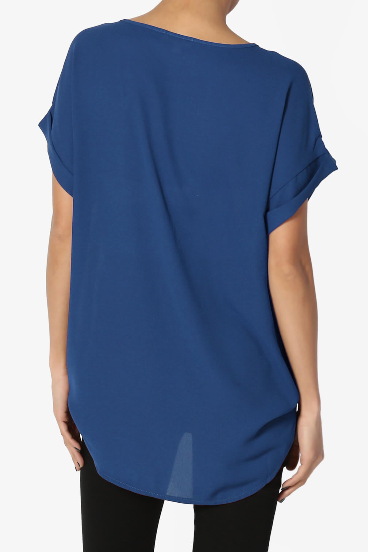 Load image into Gallery viewer, Juliette Boat Neck Chiffon Top MID NAVY_2
