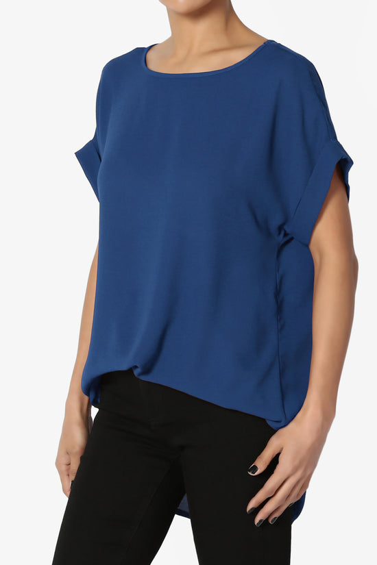 Load image into Gallery viewer, Juliette Boat Neck Chiffon Top MID NAVY_3
