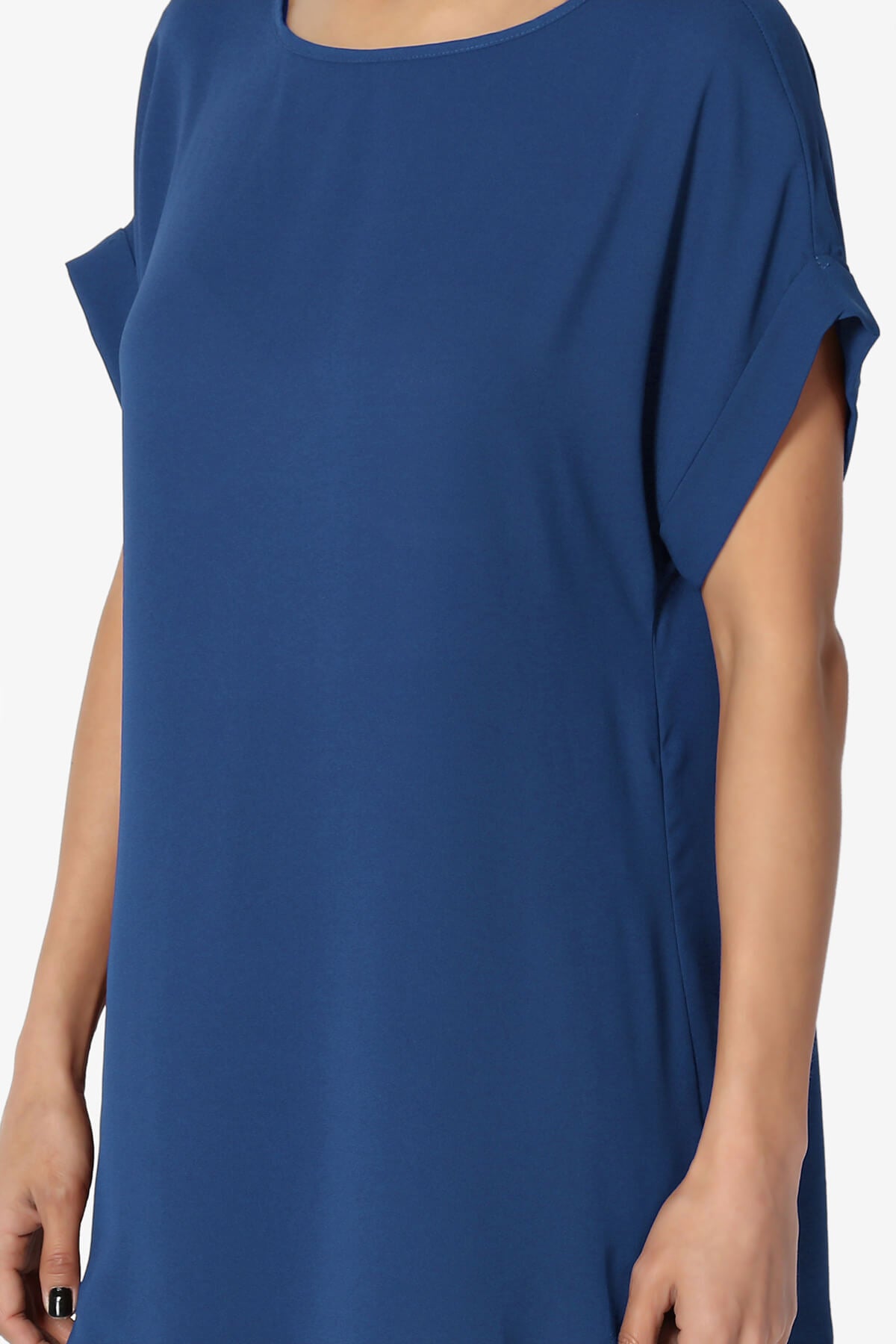 Load image into Gallery viewer, Juliette Boat Neck Chiffon Top MID NAVY_5
