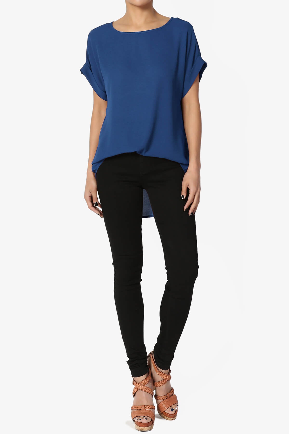 Load image into Gallery viewer, Juliette Boat Neck Chiffon Top MID NAVY_6
