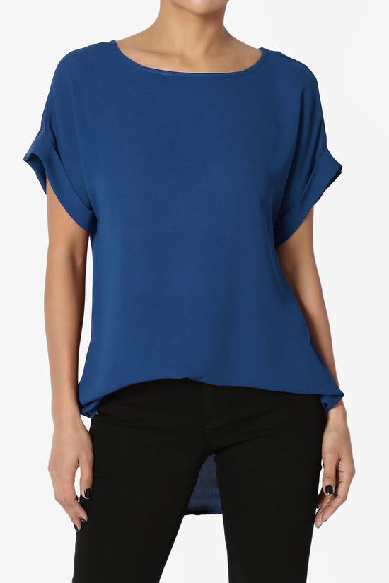 Load image into Gallery viewer, Juliette Boat Neck Chiffon Top SAPPHIRE_1
