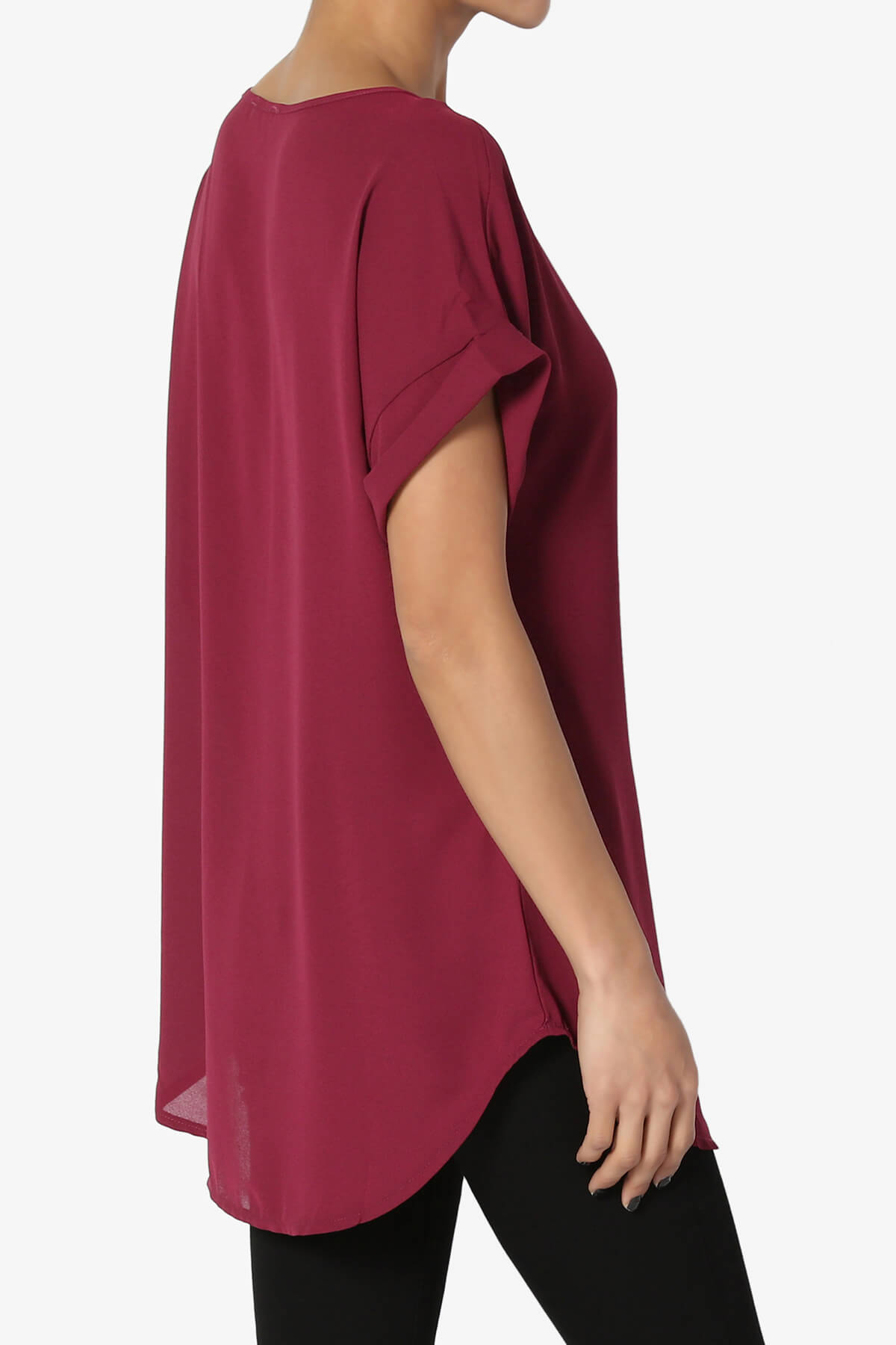 Load image into Gallery viewer, Juliette Boat Neck Chiffon Top WINE_4
