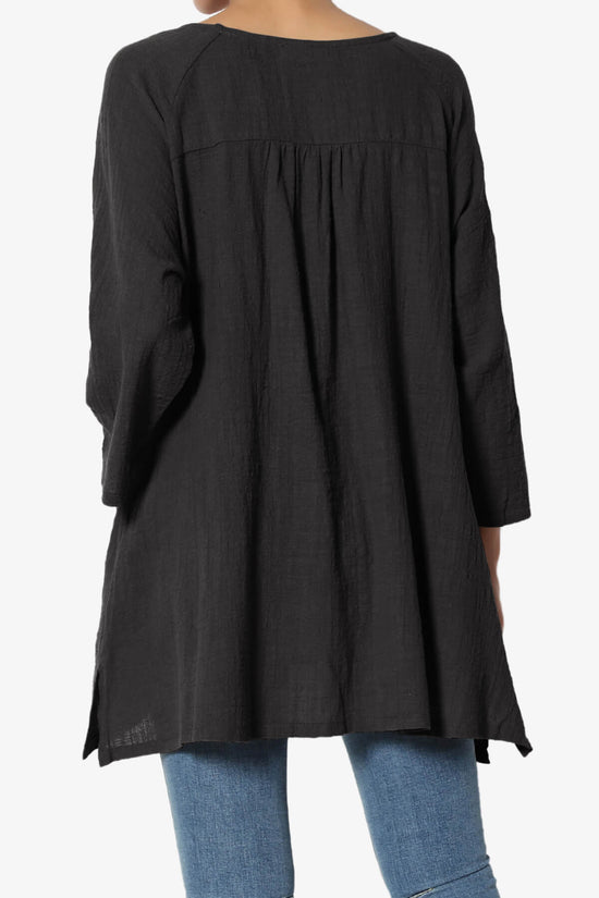Load image into Gallery viewer, Nesta Gauze Pocket Cover Up Top BLACK_2
