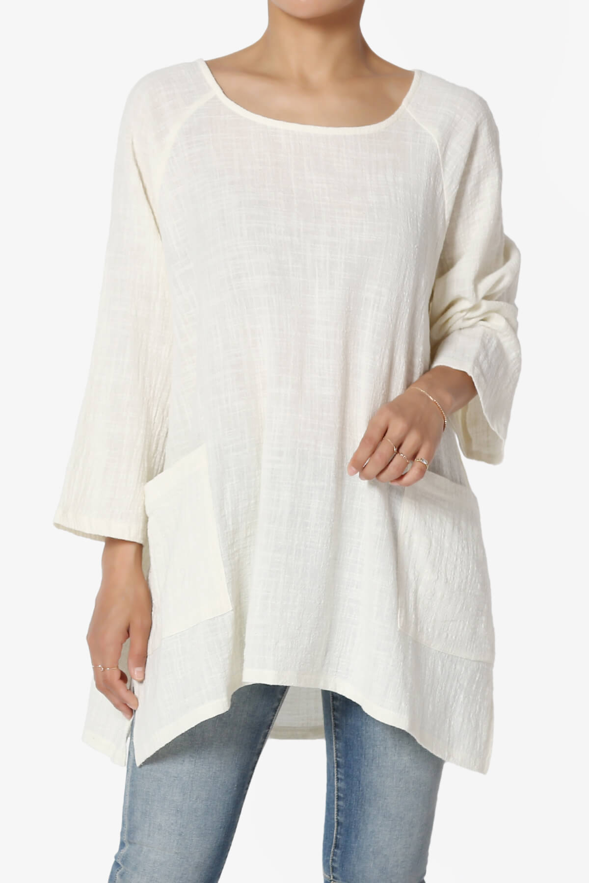 Load image into Gallery viewer, Nesta Gauze Pocket Cover Up Top IVORY_1

