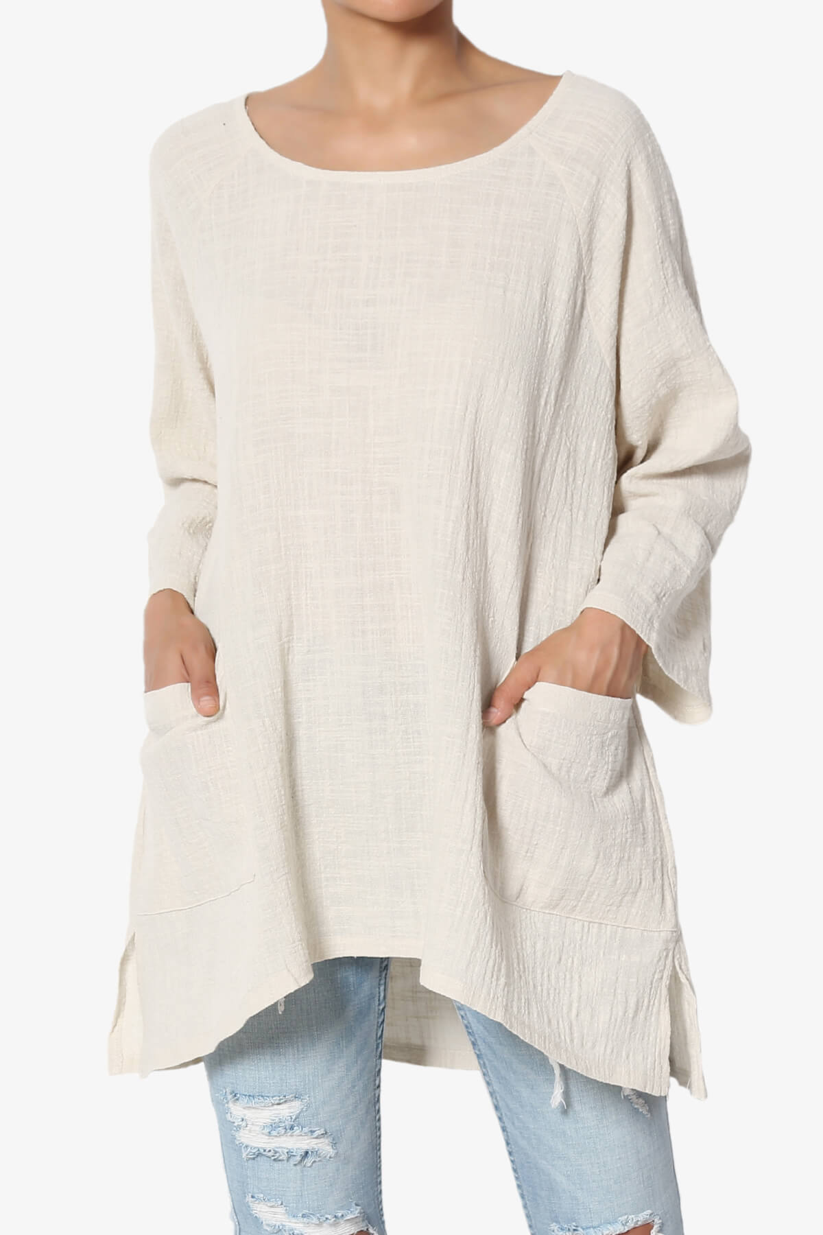Load image into Gallery viewer, Nesta Gauze Pocket Cover Up Top SAND BEIGE_1
