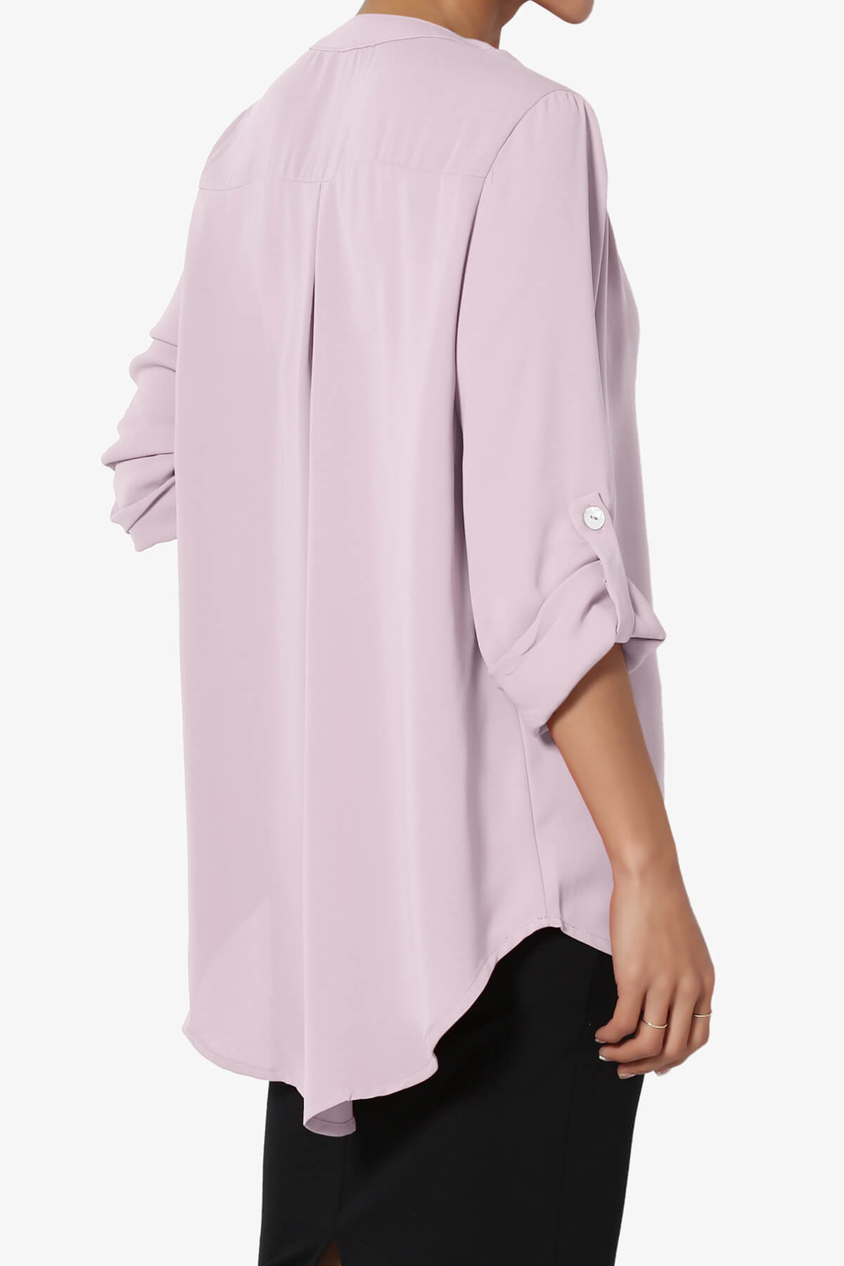 Load image into Gallery viewer, Alia Shirred Split Neck Blouse DUSTY LAVENDER_4
