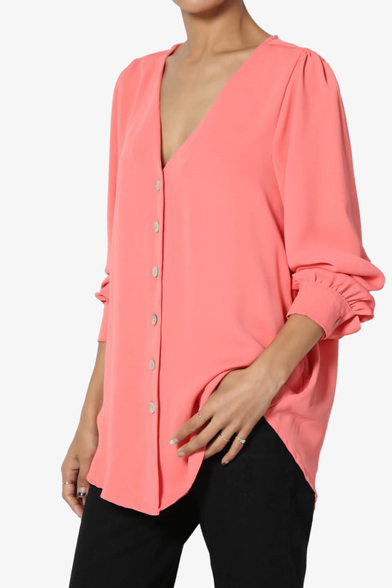 Load image into Gallery viewer, Leena V-Neck Button Front Blouse PLUS
