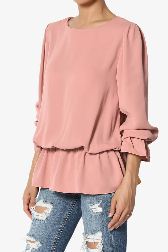 Load image into Gallery viewer, Adriel Puff Sleeve Ruffle Peplum Blouse DUSTY ROSE_3
