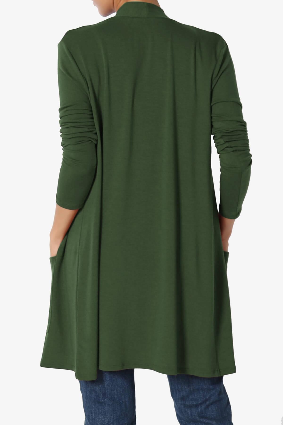 Load image into Gallery viewer, Daday Long Sleeve Pocket Open Front Cardigan ARMY GREEN_2

