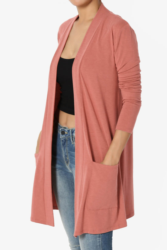 Load image into Gallery viewer, Daday Long Sleeve Pocket Open Front Cardigan ASH ROSE_3
