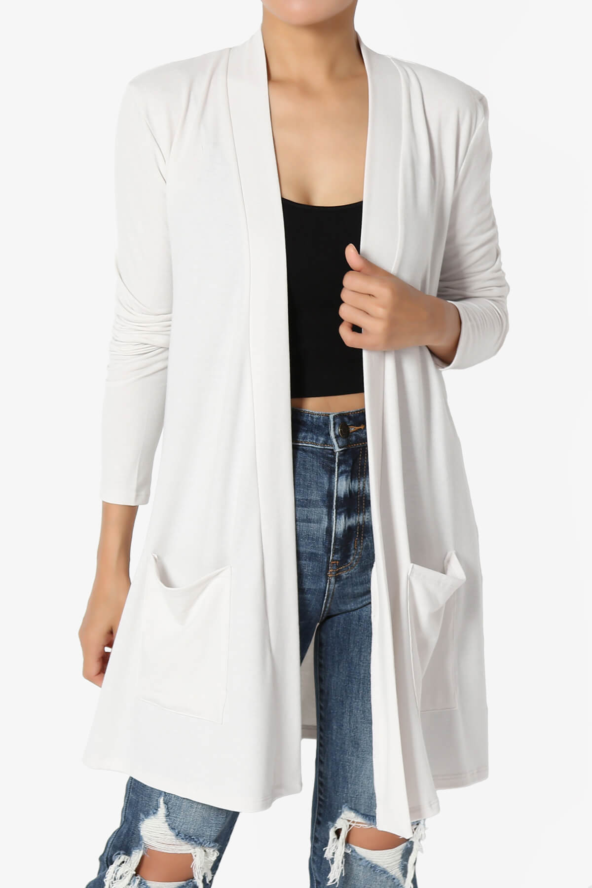 Load image into Gallery viewer, Daday Long Sleeve Pocket Open Front Cardigan BONE_1
