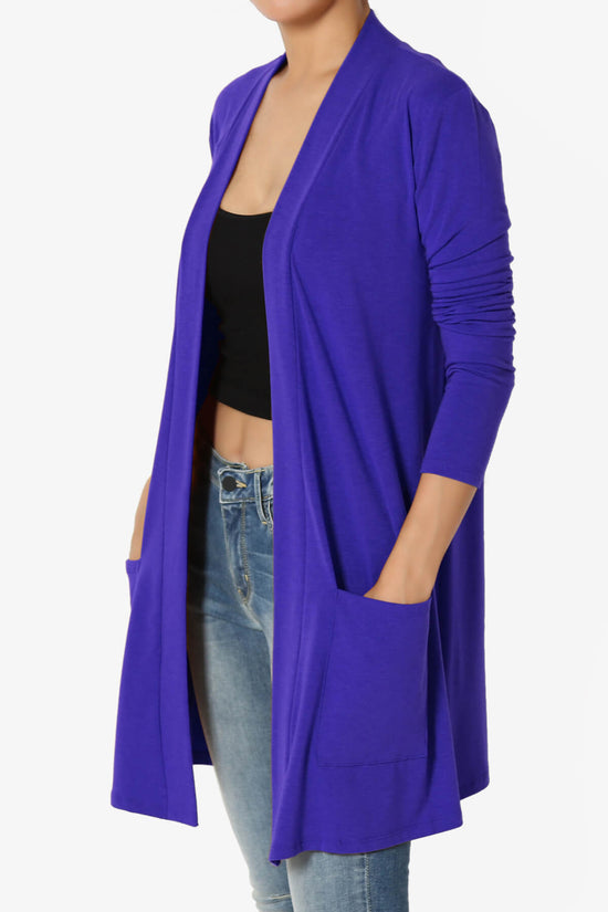 Daday Long Sleeve Pocket Open Front Cardigan BRIGHT BLUE_3