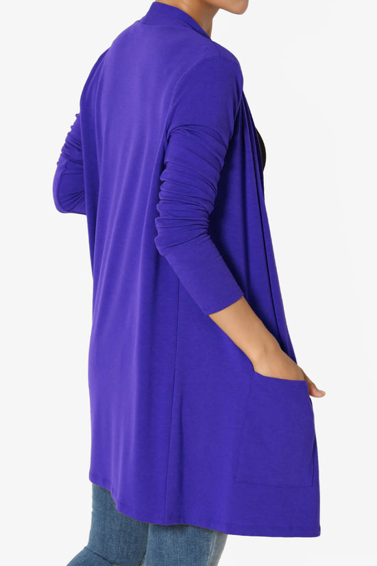 Daday Long Sleeve Pocket Open Front Cardigan BRIGHT BLUE_4