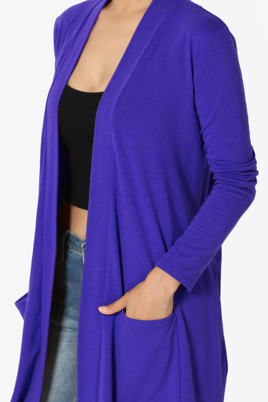 Load image into Gallery viewer, Daday Long Sleeve Pocket Open Front Cardigan BRIGHT BLUE_5

