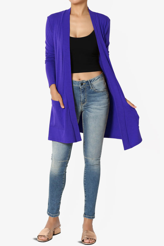 Daday Long Sleeve Pocket Open Front Cardigan BRIGHT BLUE_6