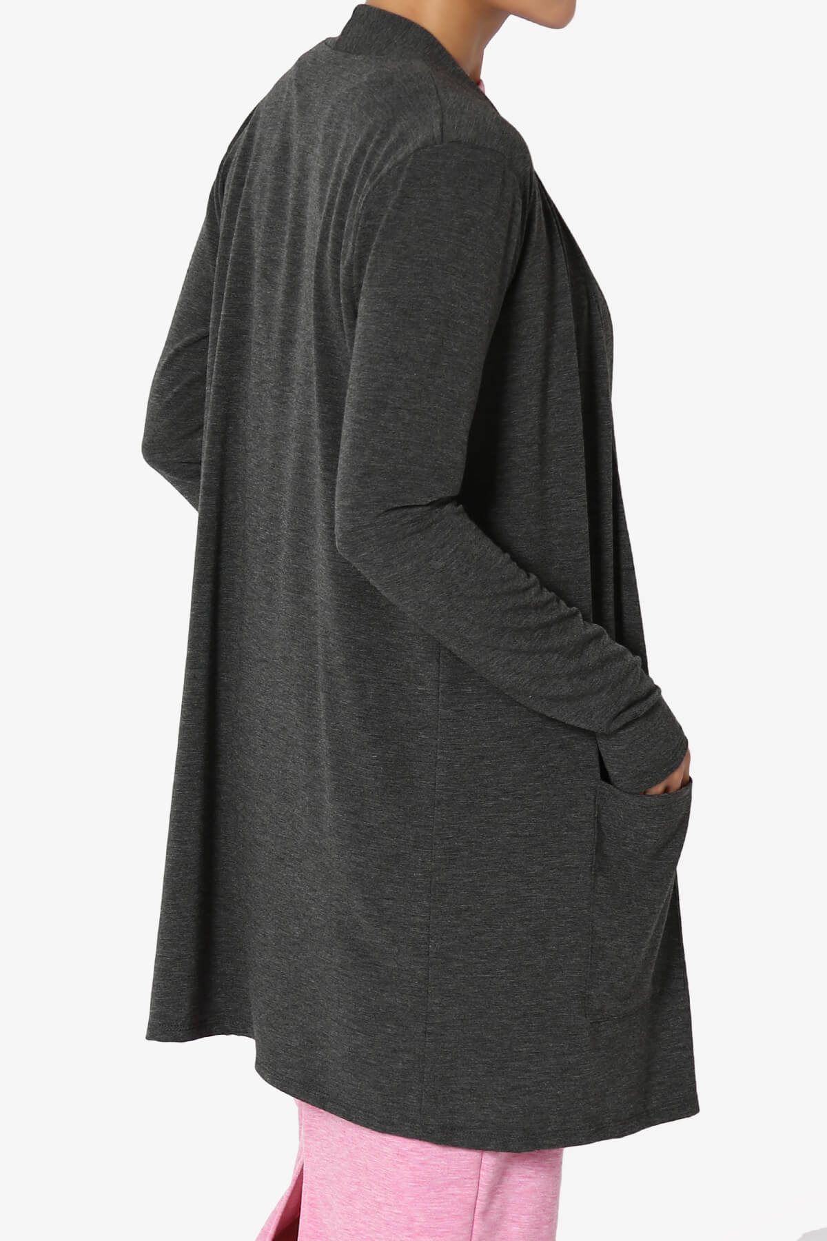 Load image into Gallery viewer, Daday Long Sleeve Pocket Open Front Cardigan CHARCOAL_4
